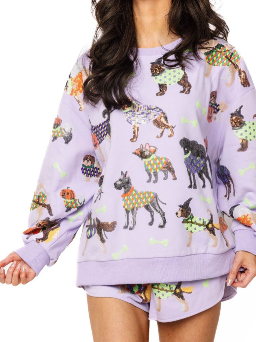 Queen of Sparkles Lavender Halloween Dogs Sweatshirt